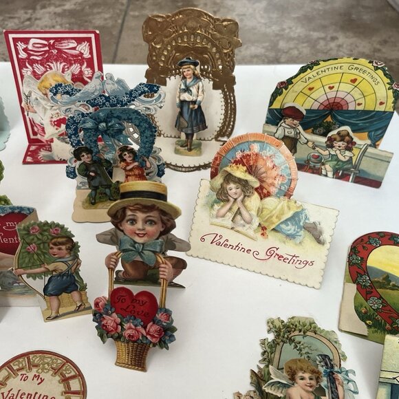 Vintage Valentine Card Lot Mechanical Stand Up Die Cut Honeycomb USA Germany - Picture 3 of 16